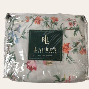 Ralph Lauren Toulouse Floral KING Bed Skirt NEW Dust Ruffle Pewter Blue Green